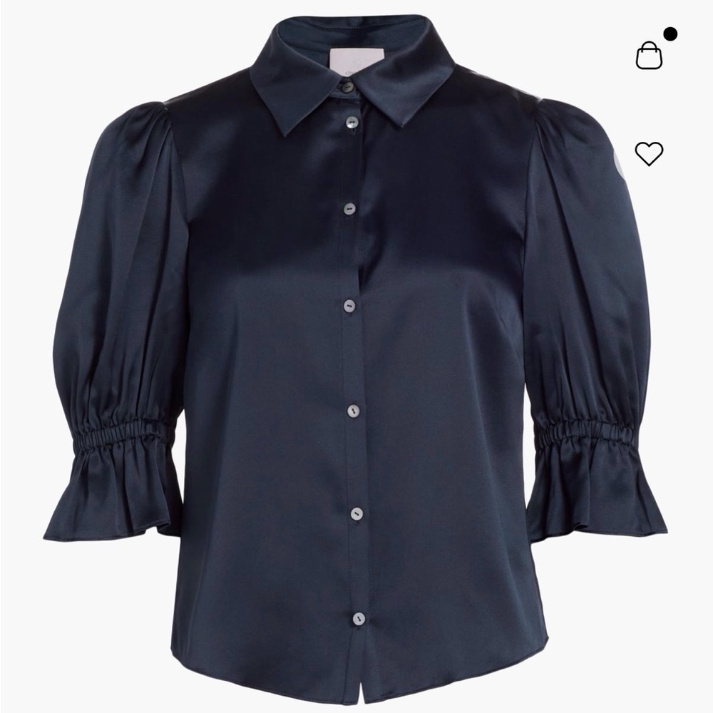 Cinq à Sept Navy Puff Sleeve Blouse